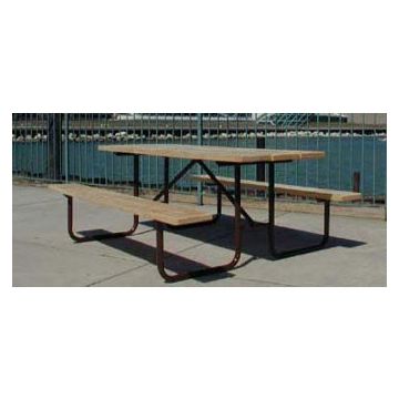 6-Ft. Wood Picnic Table with 11-Gauge Painted Metal Frame - PRE-DRILLED