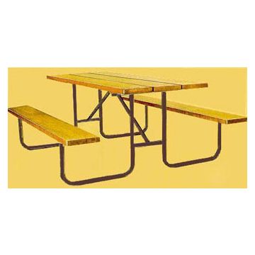 4-Ft. Wood Picnic Table with 14-Gauge Painted Metal Frame,PRE-DRILLED