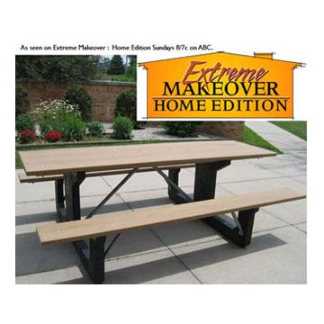 8-Ft. Recycled Plastic Walk-Thru Picnic Table with ADA Compliant Frame