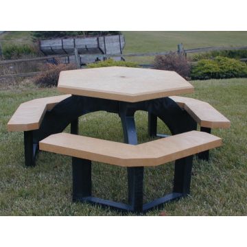 41 Heavy-Duty Recycled Plastic Hexagonal Picnic Table