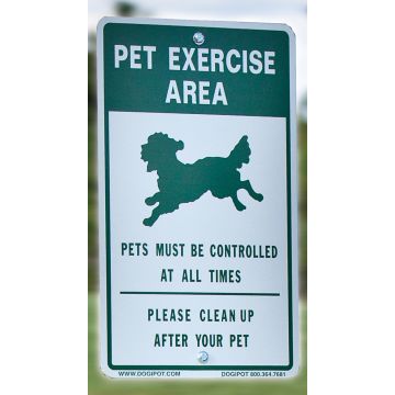 DOGIPOT Aluminum Reflective Sign: 'Pet Exercise Area'