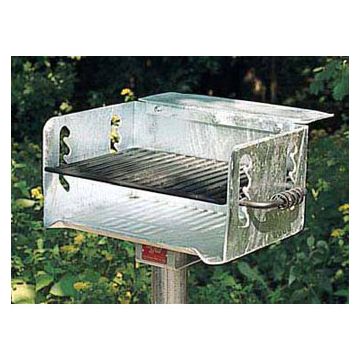 300 Sq. Galvanized Multilevel Park and Camp Grill with Back Utility Shelf