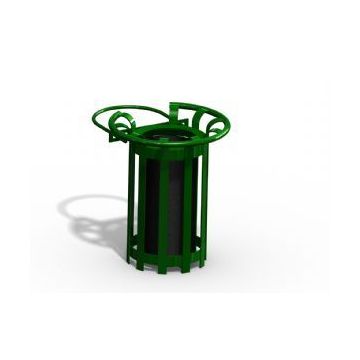 32-Gal. Breckenridge Series Round Covered Top Metal Trash Receptacle