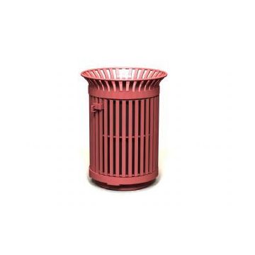 32-Gal. English Series Round Open Top Metal Trash Receptacle with Liner