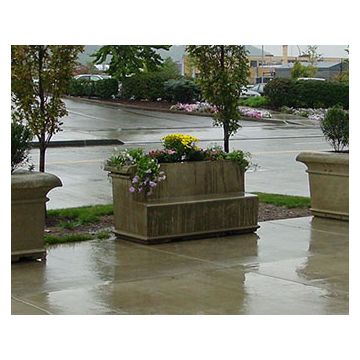 Rectangular Concrete Planter with Attached Bench - 72Lx28Wx36H.