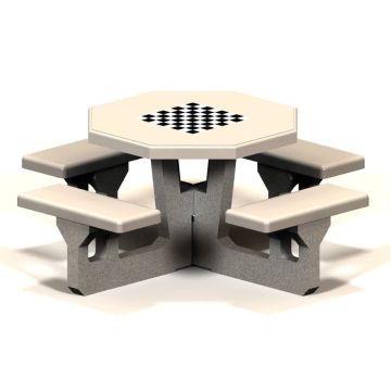 29 Octagonal Concrete Picnic Table with Game Top - 4 Seats