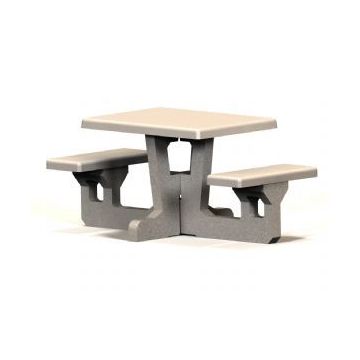 Rectangular Concrete Picnic Table with Game Top- 2 Seats