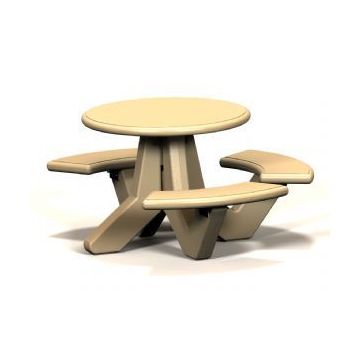 66Dia. 'Mesa' Round Concrete Picnic Table - 3 Seats