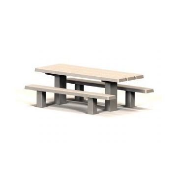 8'L Rectangular Concrete Picnic Table - Steel Legs