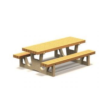 7'L Concrete Picnic Table with Wood Top