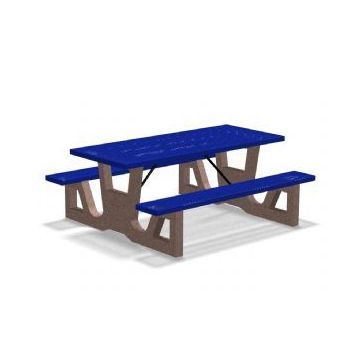 Rectangular Expanded Metal Table with Concrete Base and Legs
