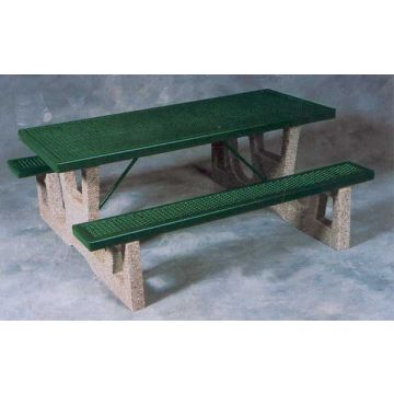 Rectangular Expanded Metal Table with Concrete Base and Legs