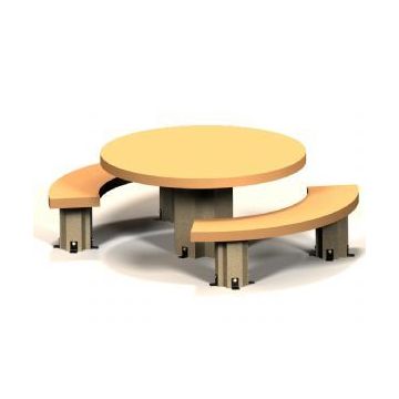 90.75Dia. Round Concrete 'Courtyard' Picnic Table