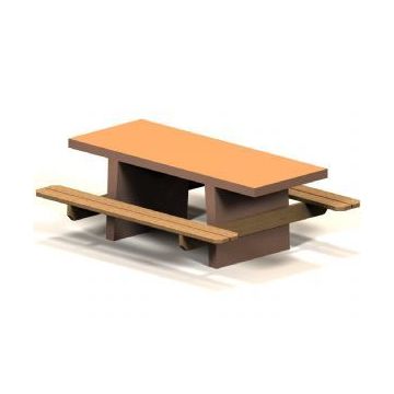 7'L Concrete Picnic Table with Wood Seats