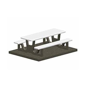 8ft Rectangular Style Concrete Picnic Table with Attached Concrete Slab