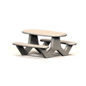 Rectangular-Oval Concrete Picnic Table