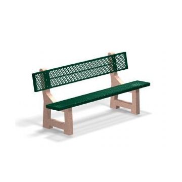 Concrete Bench with Thermoplastic-Coated Metal Seat and Back