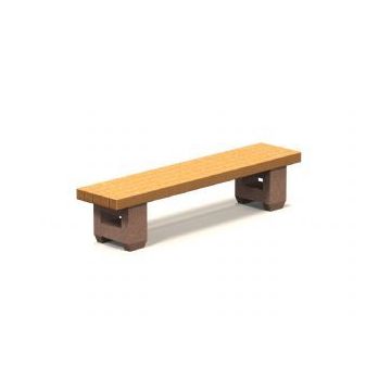 7-Ft. Flat Concrete Bench with Redwood-Stained Seat