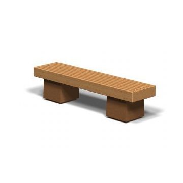 Flat Concrete Bench with Wood Seat
