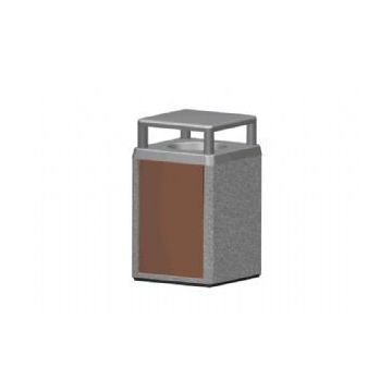 36-Gal. Square Covered Top Concrete Trash Receptacle - 26L x 26W x 44.5H