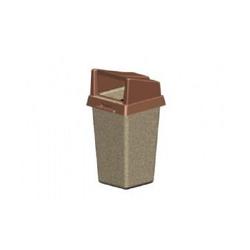 20-Gal. Square Covered Top Concrete Trash Receptacle - 20.5L x 20.5W x 40H
