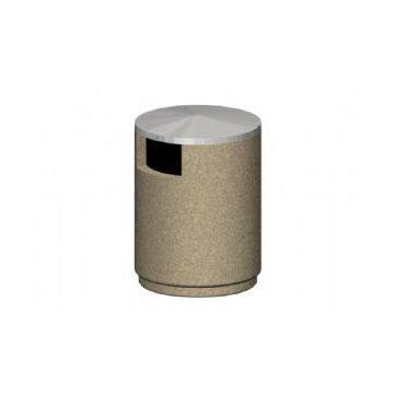 55-Gal. Round Covered Top Concrete Trash Receptacle - 30D x 42H
