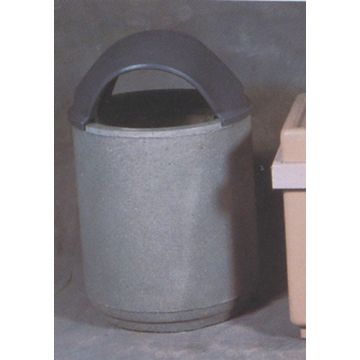 30-Gal. Round Covered Top Concrete Trash Receptacle - 26.25D x 44H