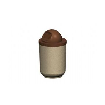 30-Gal. Round Covered Top Concrete Trash Receptacle - 24D x 43H