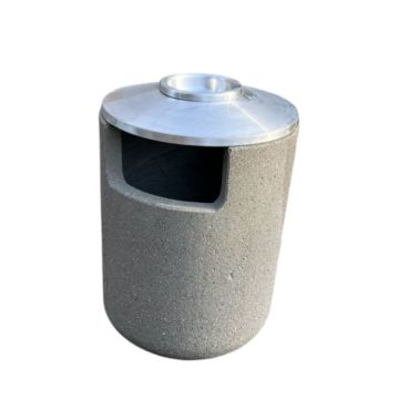 36-Gal. Round Covered Top Concrete Trash Receptacle - 24D x 37.75H