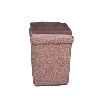 20-Gal. Square Open Top Concrete Trash Receptacle - 24L x 24W x 37H