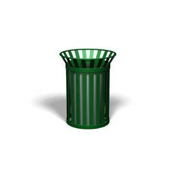36-Gal. Broadway Series Round Open Top Metal Trash Receptacle - 28D x 36H.