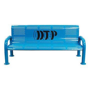 Perforated U-Leg Multicolor Custom Logo Bench with Back