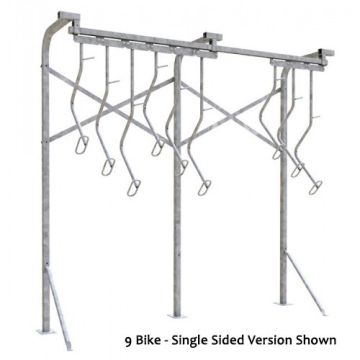 18 Bike Floor Mounted Bike Rack - Double Sided - Galvanized