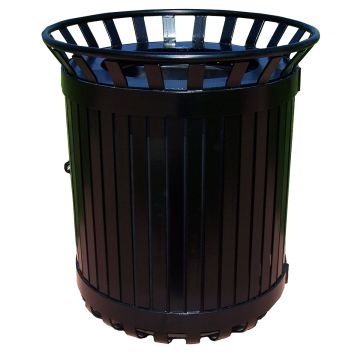 45-Gal. Steel Strap Side-Open Round Trash Receptacle