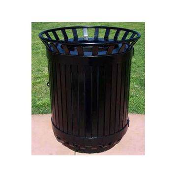 45-Gal. Steel Strap Side-Open Round Trash Receptacle