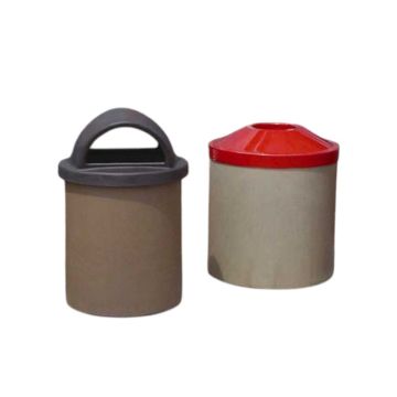 55-Gal. Concrete Trash Receptacle - Pitch-In Lid or Hooded Lid