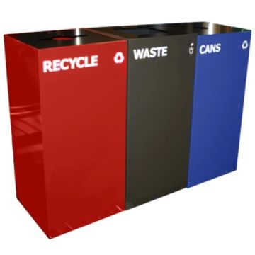 32-Gal. Square Open Top Steel Recycling Container with Retainer Bands