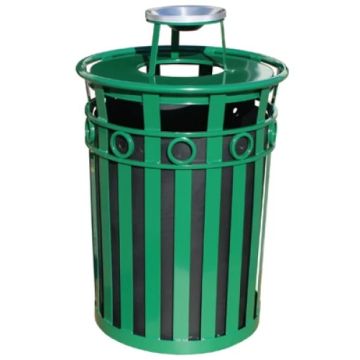 36 Gal. Receptacle with Rain Cover Lid And Plastic Liner