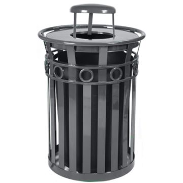 36 Gal. Receptacle with Rain Cover Lid And Plastic Liner
