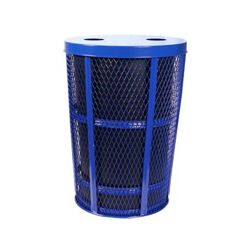 48-Gal. Expanded Metal Flat Top Outdoor Recycling Container w 2 Openings