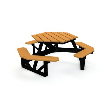 6' Hexagonal Recycled Plastic Picnic Table