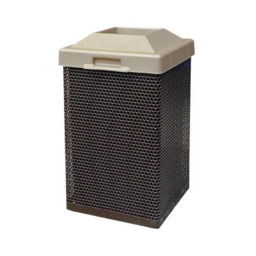38-Gal. Square Open Top Coated Metal Trash Receptacle with Liner