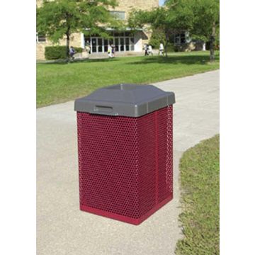 38-Gal. Square Open Top Coated Metal Trash Receptacle with Liner