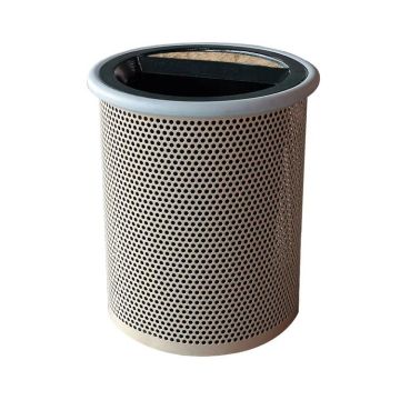 30-Gal. Round Sand/Open Top Coated Metal Ash/Trash Receptacle with Liner