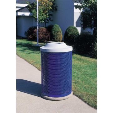 41-Gal. Round Open Top Coated Metal Trash Receptacle with Liner