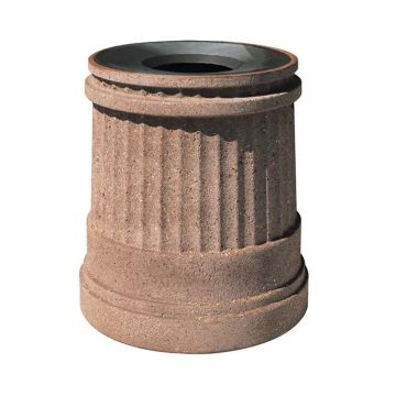 31-Gal. Round Open Top Concrete Trash Receptacle with Liner - 25D x 34H