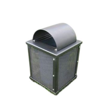32 Gallon Plastisol Coated Trash Receptacle w Arch Lid, Exp. Metal Sides