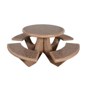 Round Polished Concrete Picnic Table - 4 Seat