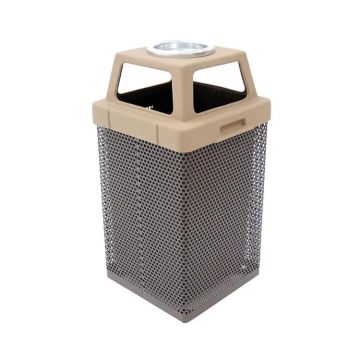 35 Gallon Square Trash Receptacle - 4-way Ash/Trash Lid