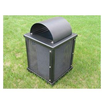 32 Gallon Plastisol Coated Trash Receptacle w Arch Lid, Exp. Metal Sides